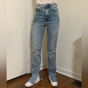 zara split hem jeans
